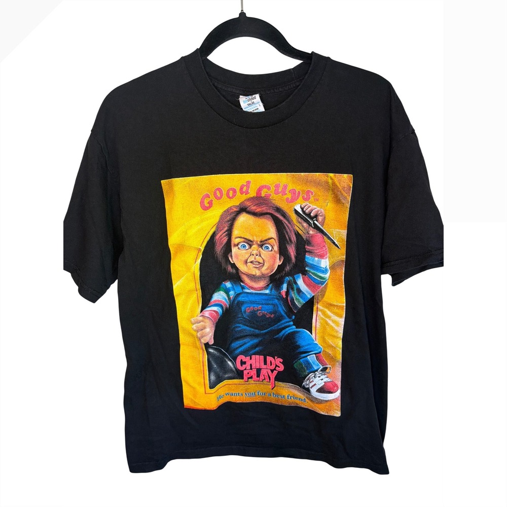 Childs Play Chucky Good Guys Horror‎ Movie Graphic T-Shirt Black Mens Large